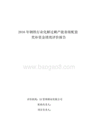 2016年钢铁行业化解过剩产能省级配套奖补资金重点绩效评价报告.doc