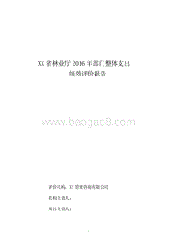 XX省林业厅2016年部门整体支出绩效评价报告.doc