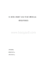 XX省国土资源厅2016年部门整体支出绩效评价报告.doc
