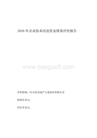 2016年企业技术改造资金绩效评价报告.doc