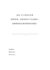 2016年十件民生实事改善农村生产生活条件省级财政资金使用绩效评价报告.doc