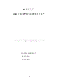 XX省文化厅2016年部门整体支出绩效评价报告.doc