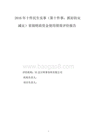 2016年十件民生实事抓好防灾减灾省级财政资金使用绩效评价报告.doc