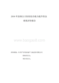 2016年县级公立医院综合能力提升资金绩效评价报告.doc