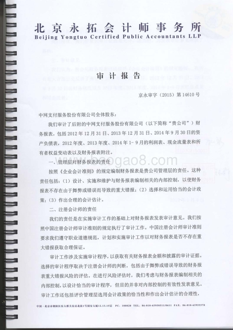 九恒星审计报告-20150318.pdf_第2页