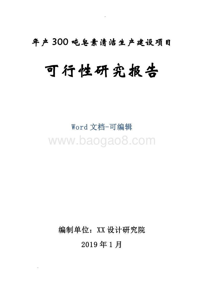 年产300吨皂素清洁生产迁扩建建设项目可行可行性研究报告.doc_第1页