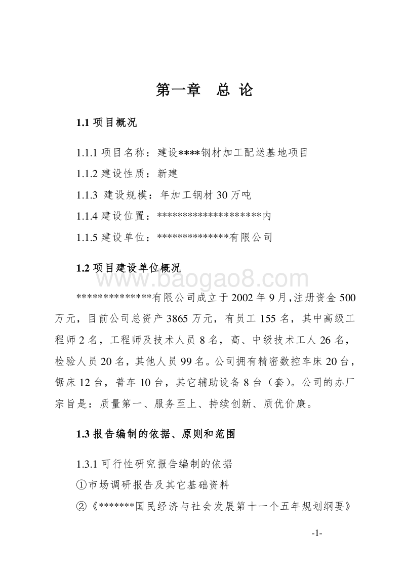 钢材生产加工配送基地建设项目可行性研究报告.doc_第5页