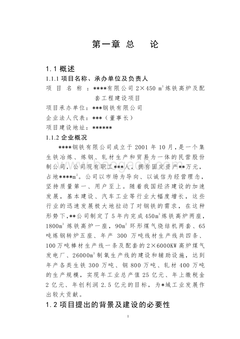 450立方米炼铁高炉建设项目可行性研究报告.doc_第2页
