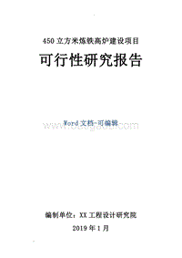 450立方米炼铁高炉建设项目可行性研究报告.doc
