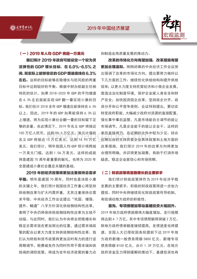 2019年中国经济展望：积极应对风险，确保稳定增长.pdf_第2页
