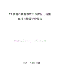 XX县铜石镇基本农田保护区土地整理项目绩效评价报告.doc