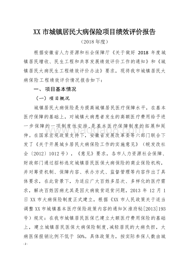 2018年XX市城镇居民大病保险项目绩效评价报告.doc_第2页