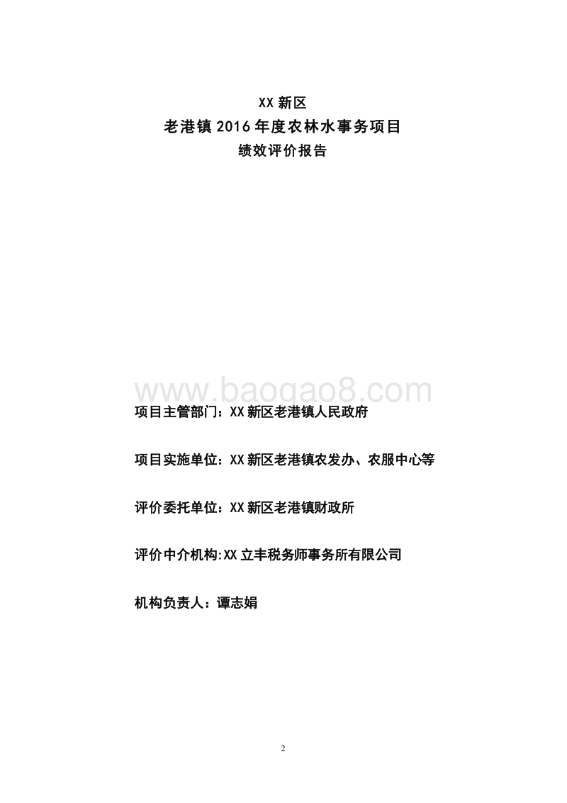 XX新区老港镇2016年度农林水事务项目专项资金绩效评价报告.doc_第2页