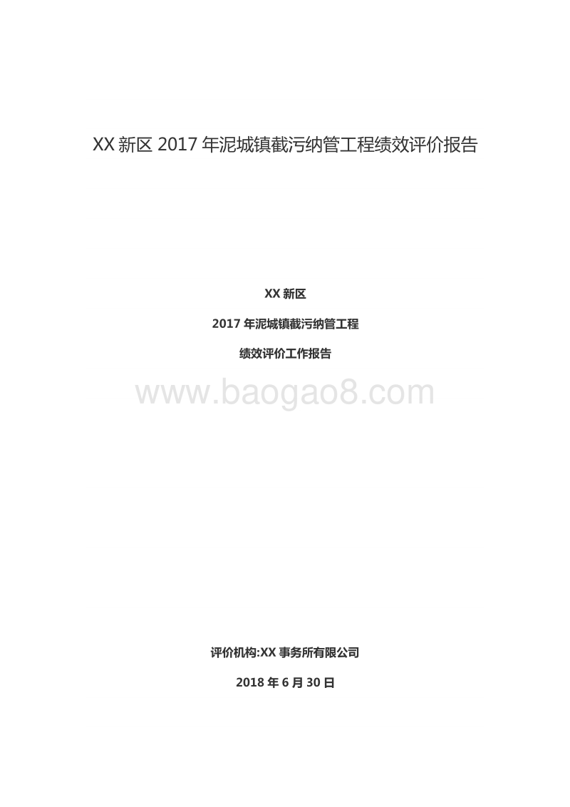 XX新区2017年泥城镇截污纳管工程绩效评价报告.doc_第1页