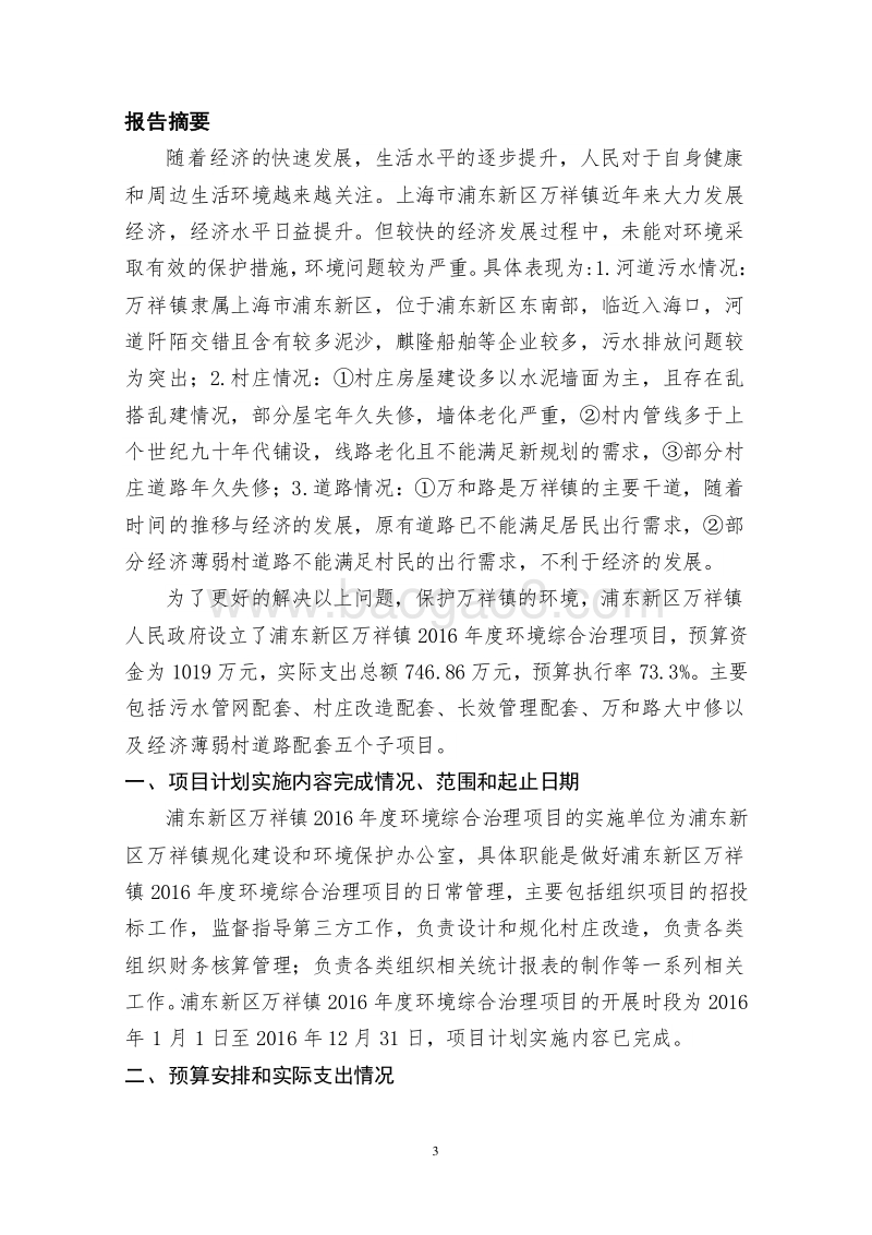 XX新区万祥镇2016年度环境综合治理项目绩效评价报告.doc_第3页