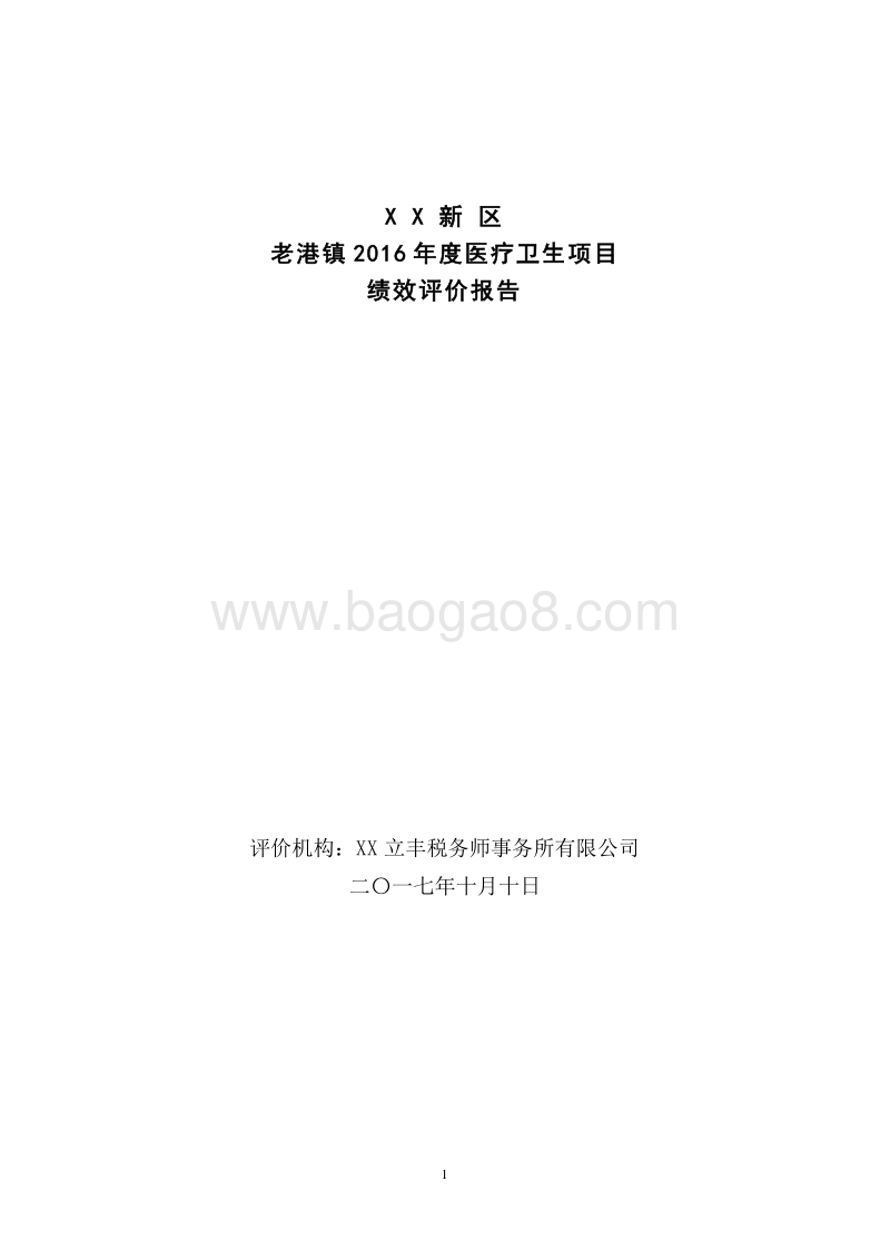 XX新区老港镇2016年度医疗卫生项目绩效评价报告.doc_第1页