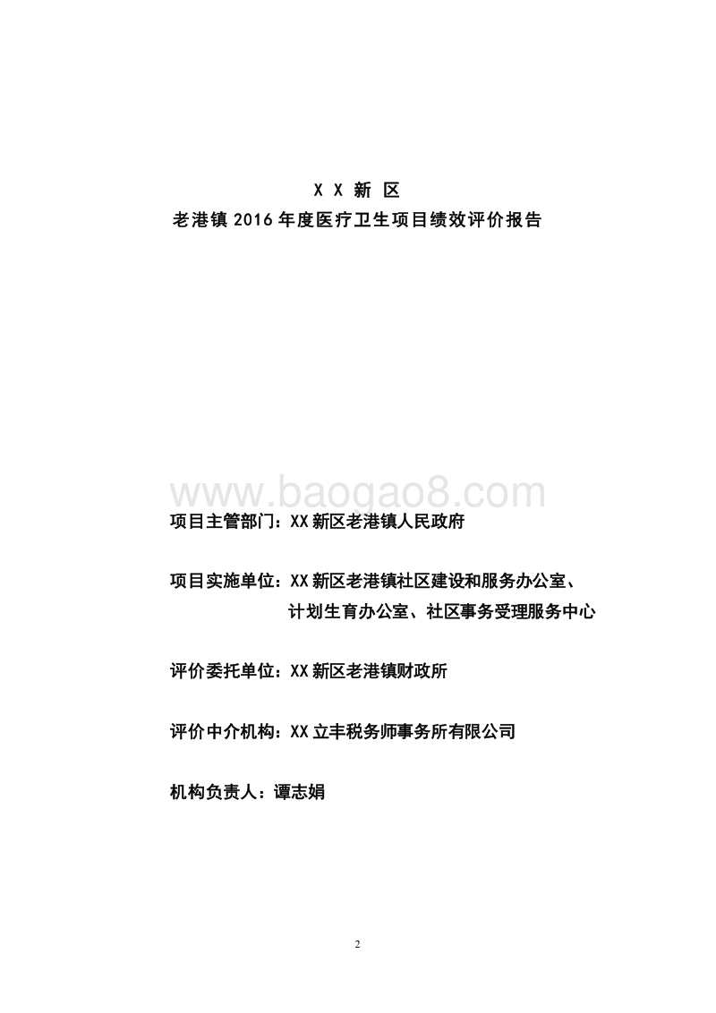 XX新区老港镇2016年度医疗卫生项目绩效评价报告.doc_第2页
