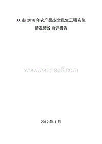 XX市2018年农产品安全民生工程实施情况绩效自评报告.doc