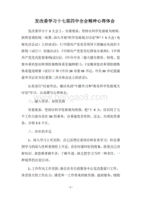 2018发改委学习十七届四中全会精神心得体会.docx