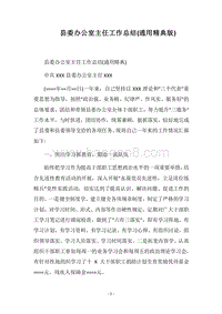 2018县委办公室主任工作总结(通用精典版).docx