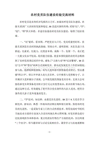 2018农村党员队伍建设经验交流材料.docx
