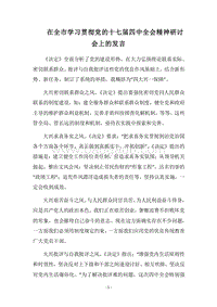 2018在全市学习贯彻党的十七届四中全会精神研讨会上的发言.docx
