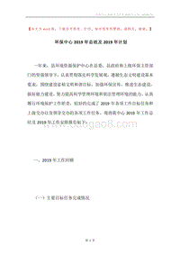环保中心2019年总结及2019年计划.docx