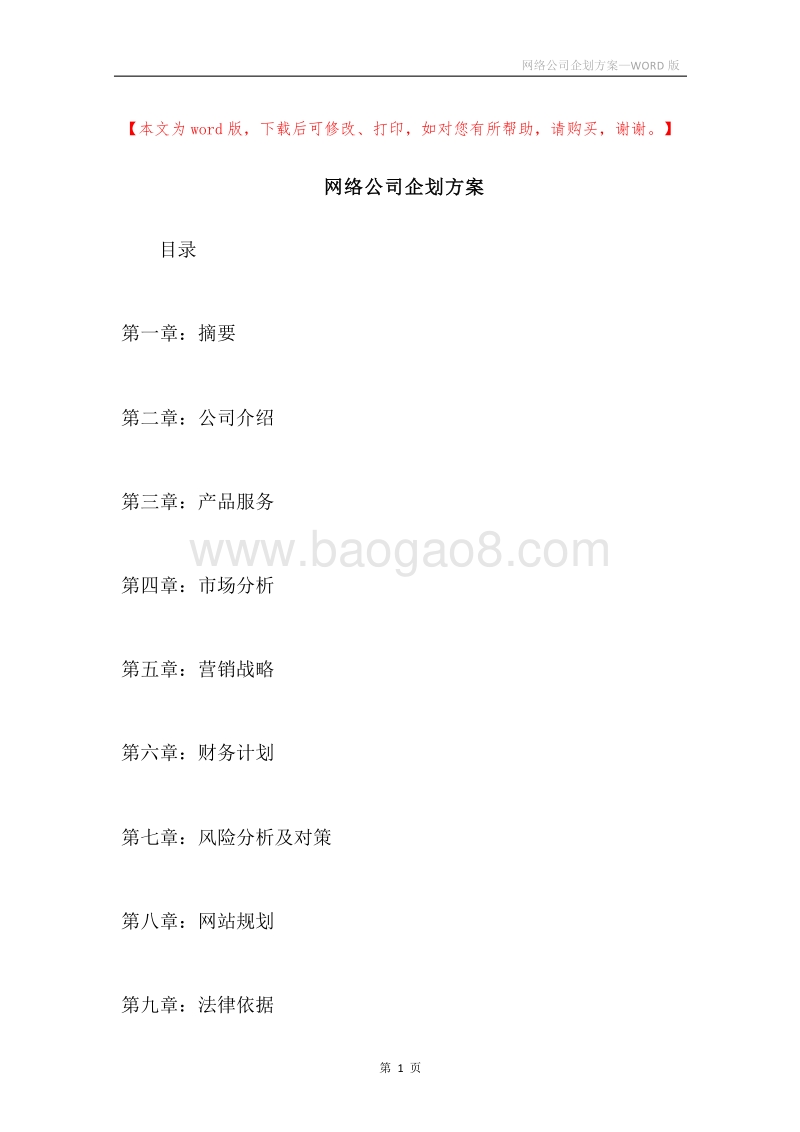 网络公司企划方案.docx_第1页