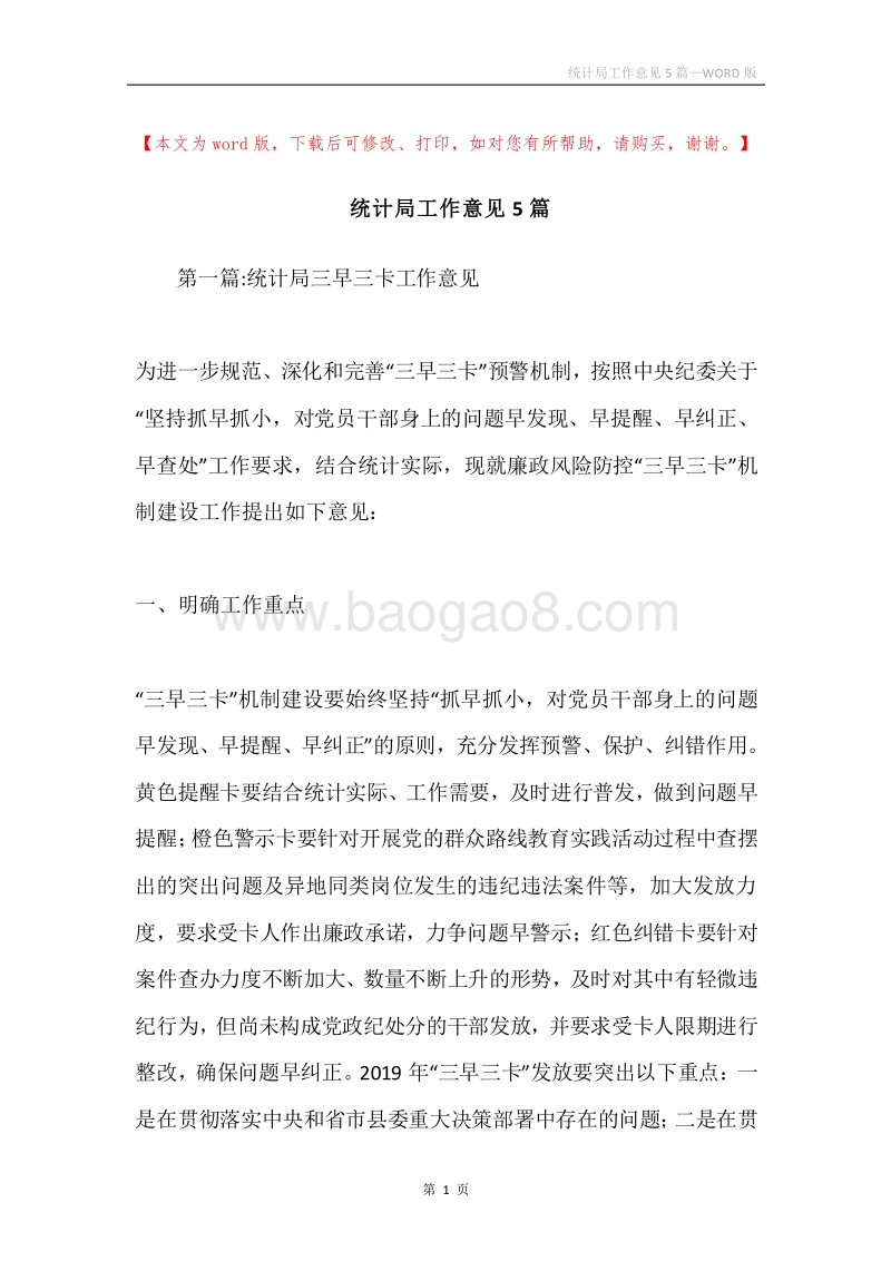 统计局工作意见5篇.docx_第1页