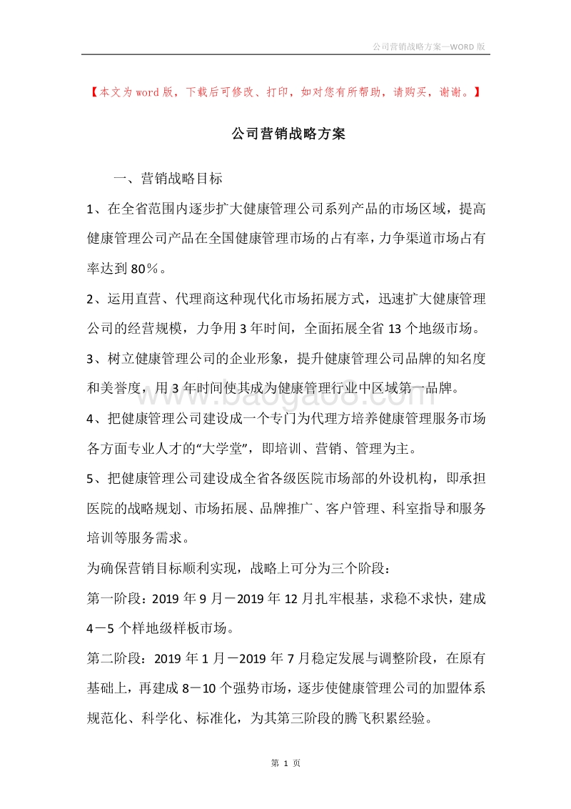 公司营销战略方案.docx_第1页