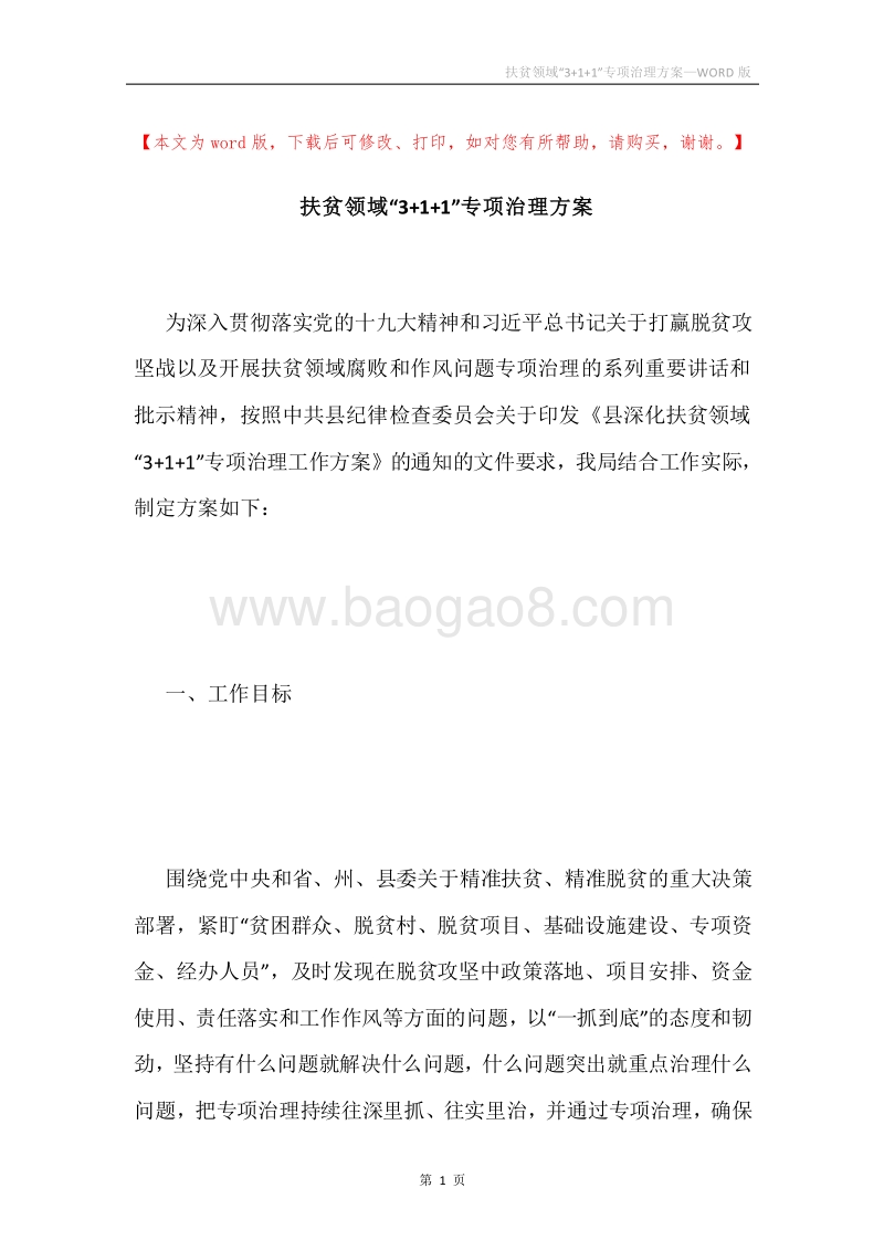 扶贫领域“3+1+1”专项治理方案.docx_第1页