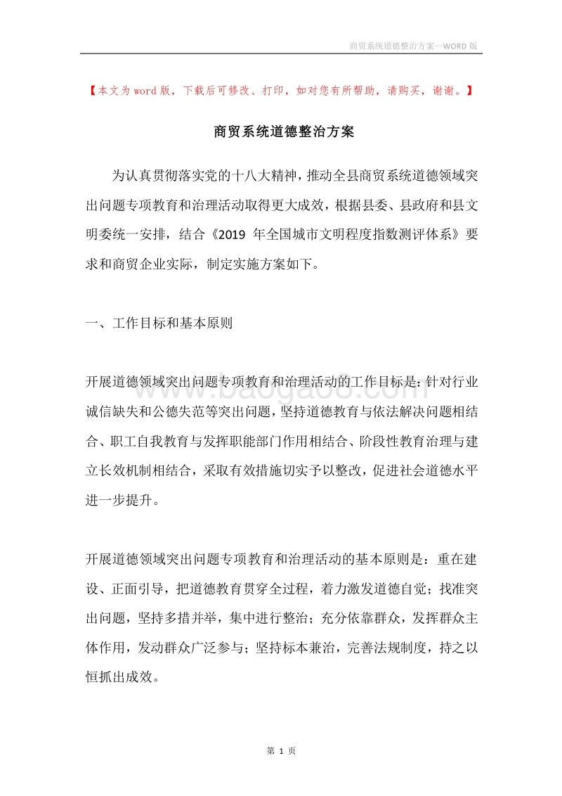 商贸系统道德整治方案.docx_第1页