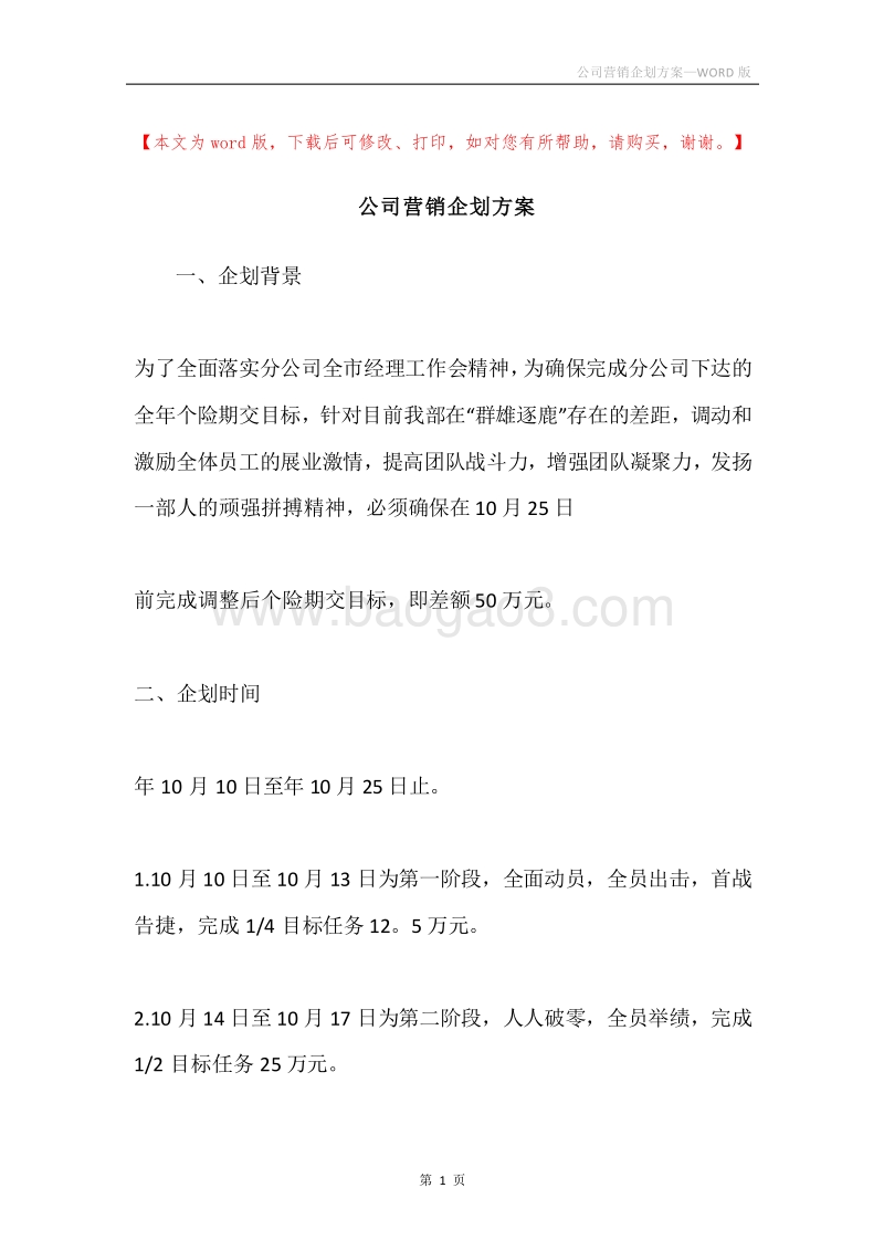 公司营销企划方案.docx_第1页