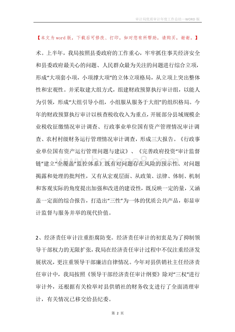 审计局优质审计年度工作总结.docx_第2页