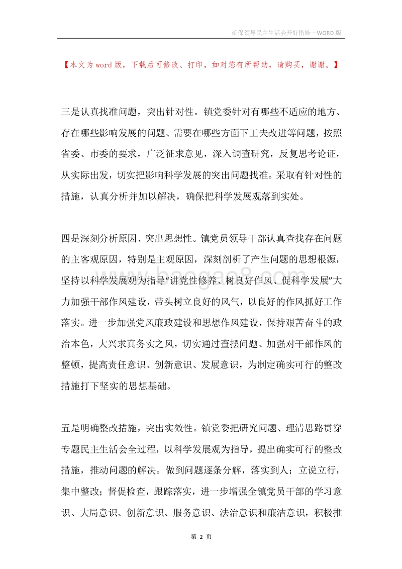 确保领导民主生活会开好措施.docx_第2页