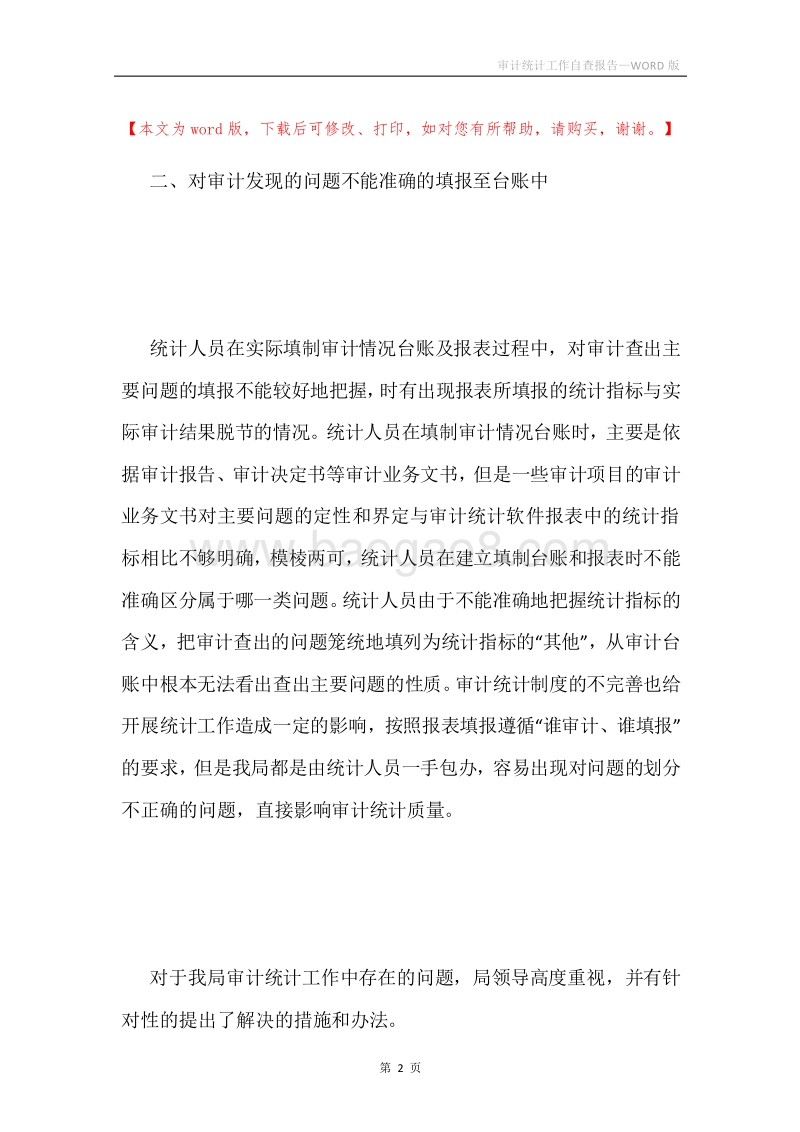 审计统计工作自查报告.docx_第2页