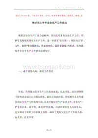 统计局上半年安全生产工作总结.docx