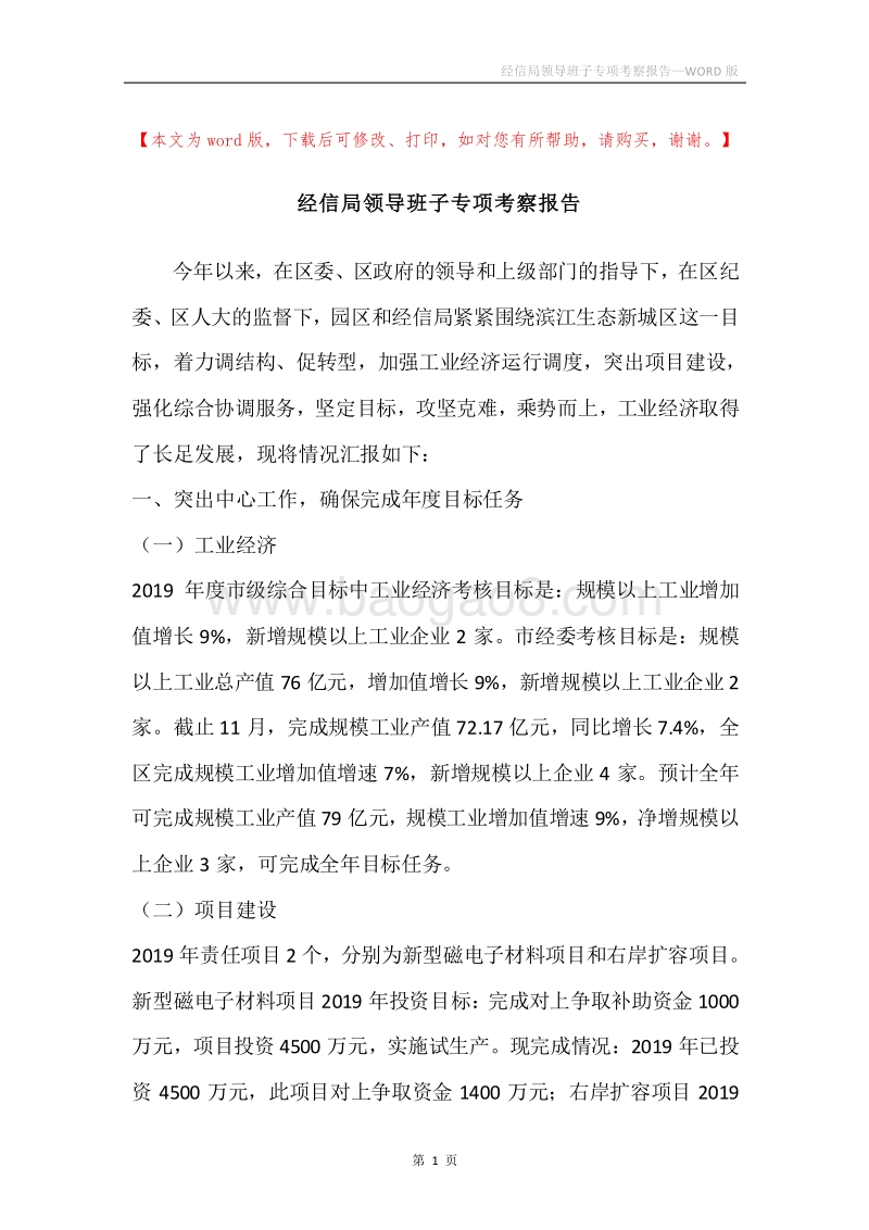 经信局领导班子专项考察报告.docx_第1页
