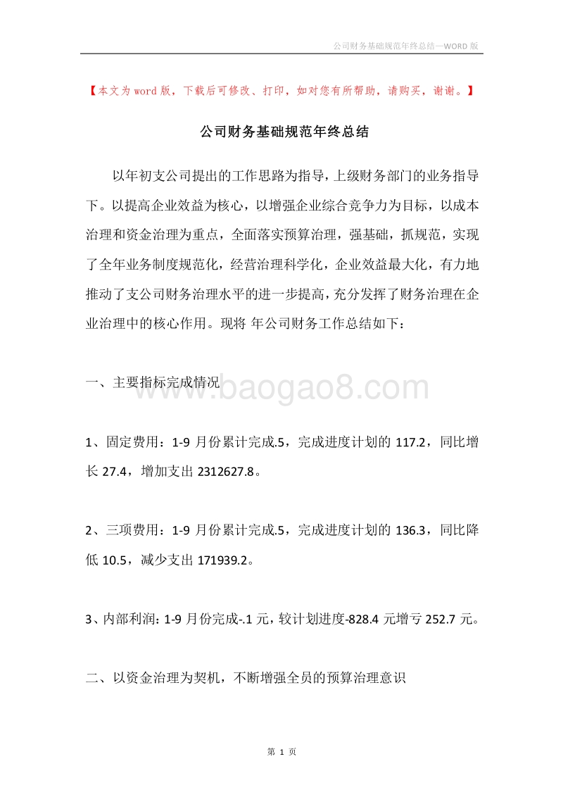 公司财务基础规范年终总结.docx_第1页