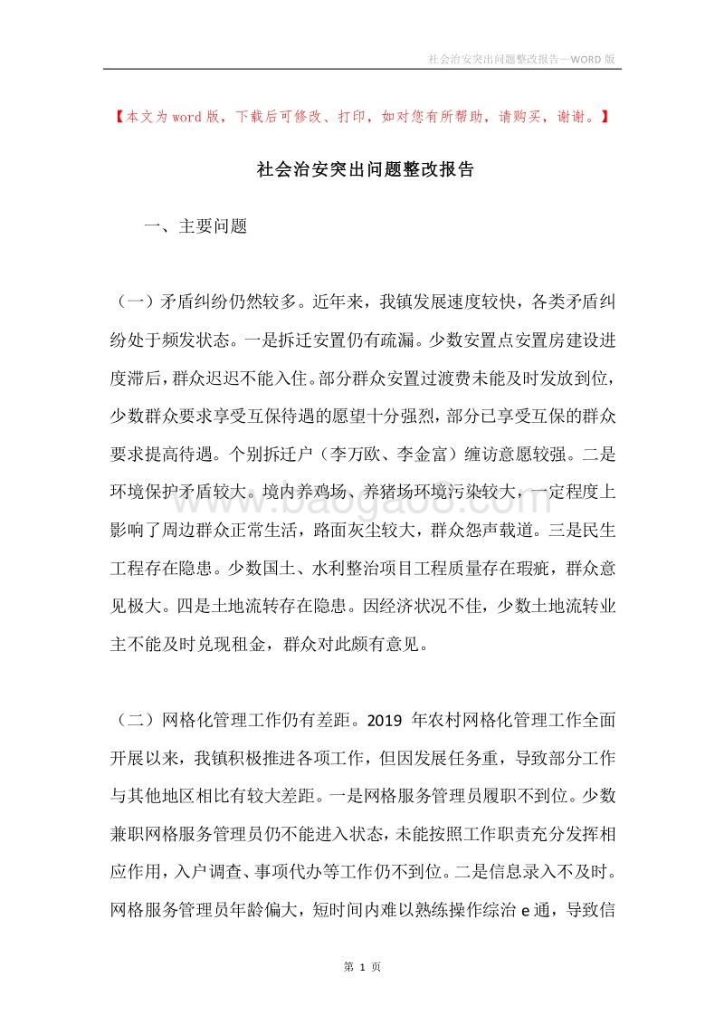 社会治安突出问题整改报告.docx_第1页