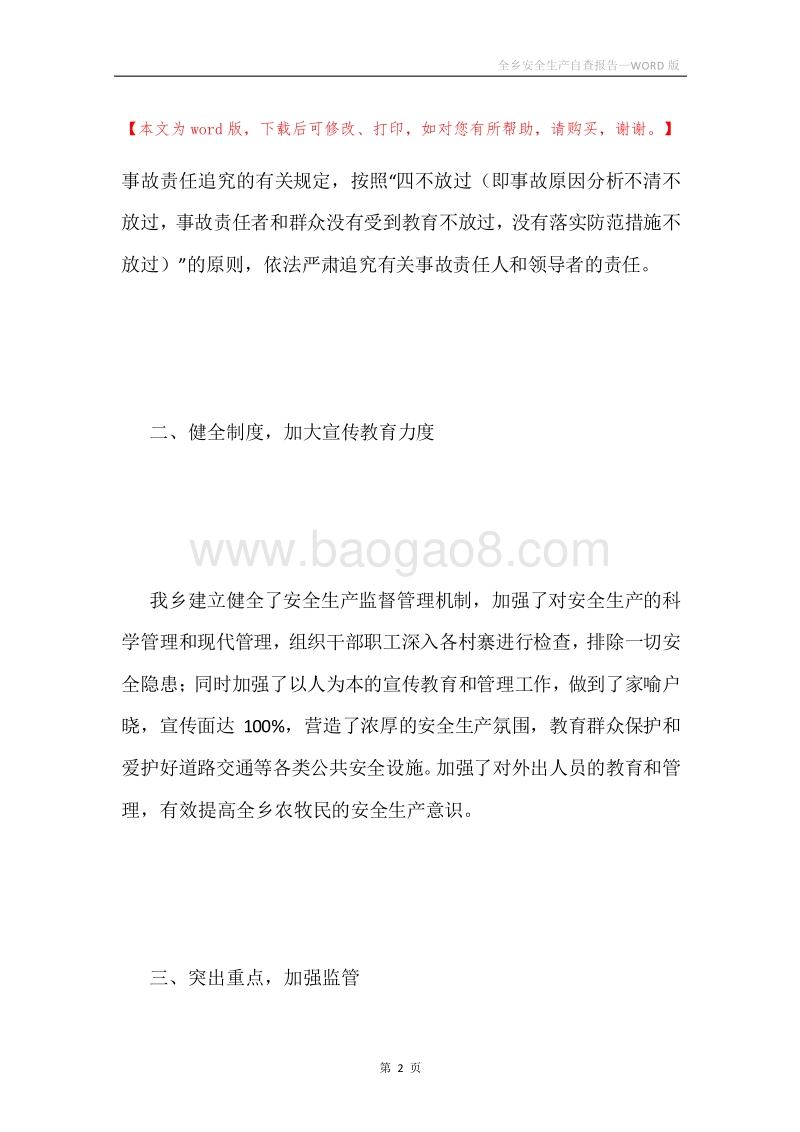 全乡安全生产自查报告.docx_第2页
