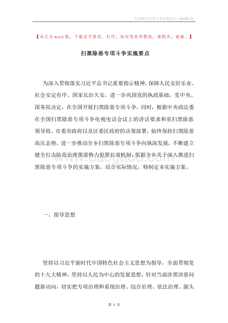 扫黑除恶专项斗争实施要点.docx_第1页
