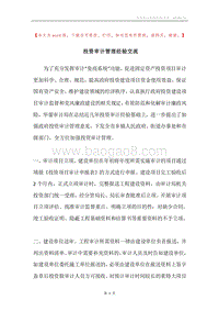 投资审计管理经验交流.docx