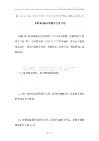 水利局2019年重点工作计划.docx