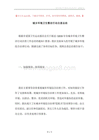城乡环境卫生整洁行动自查总结.docx