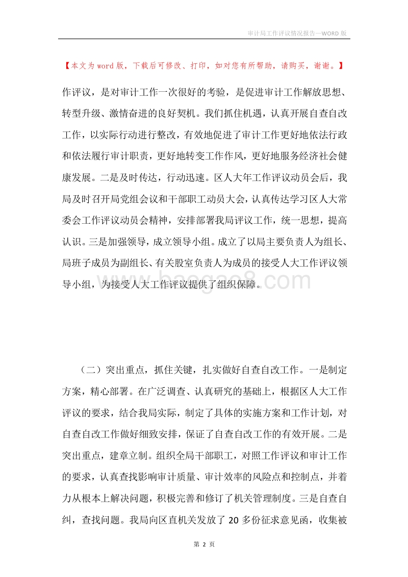 审计局工作评议情况报告.docx_第2页