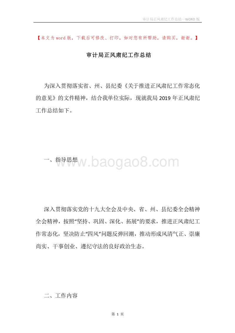 审计局正风肃纪工作总结.docx_第1页