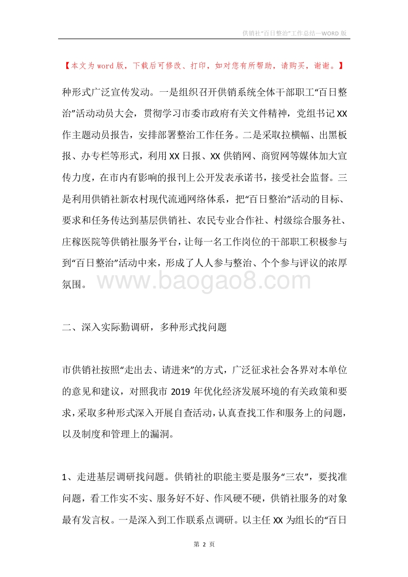 供销社“百日整治”工作总结.docx_第2页
