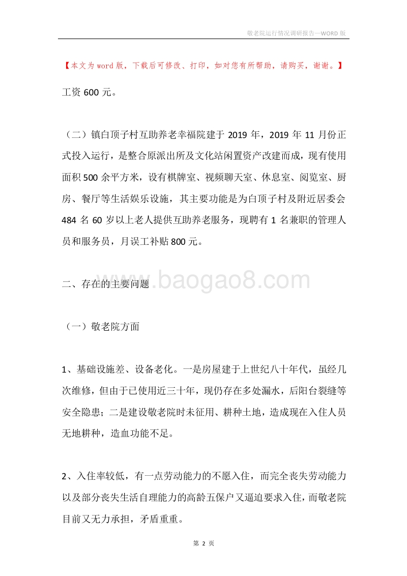 敬老院运行情况调研报告.docx_第2页