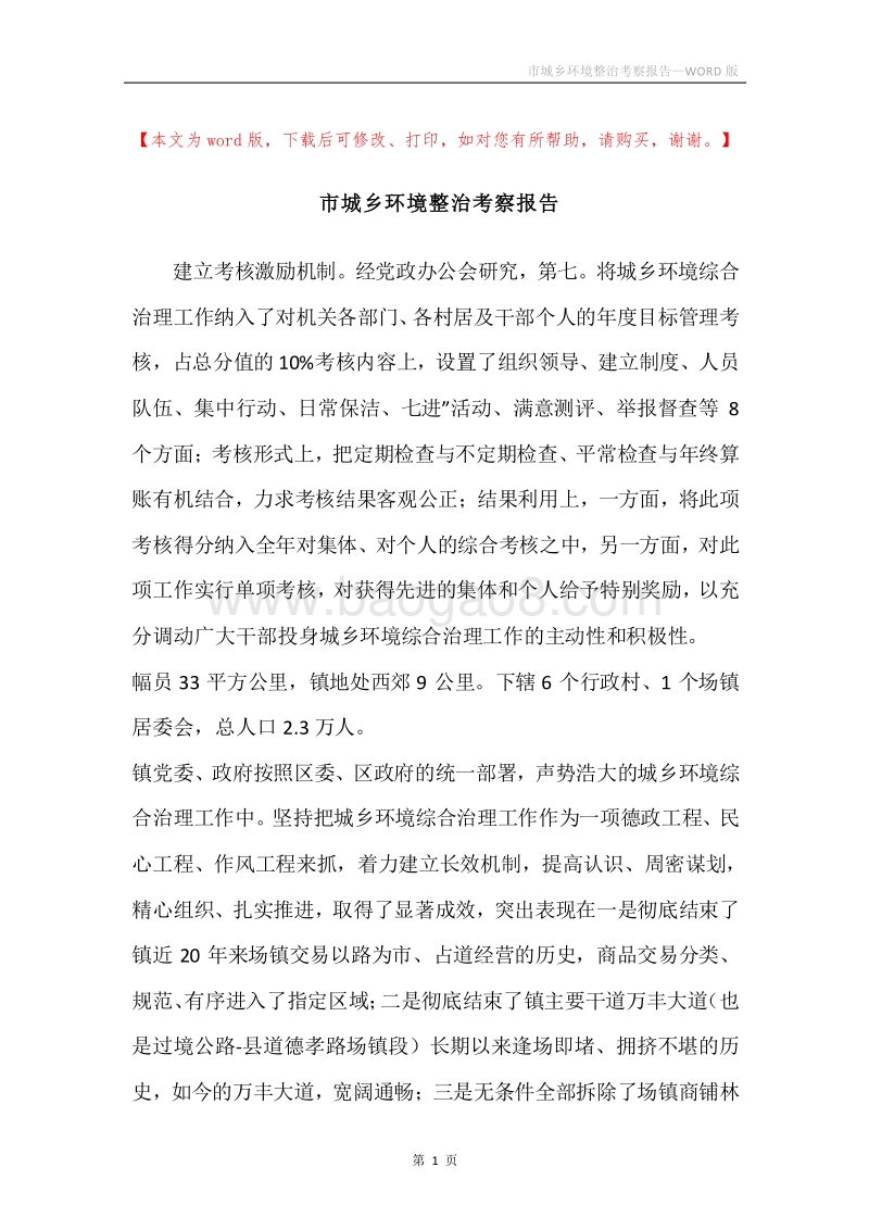 市城乡环境整治考察报告.docx_第1页